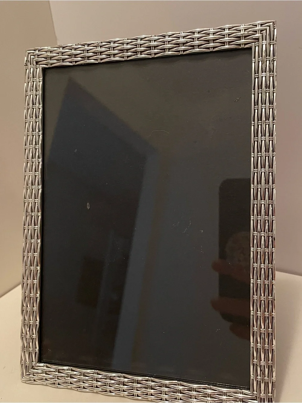 Basketweave 5x7 Photo Frame Silver Tone Tabletop‎